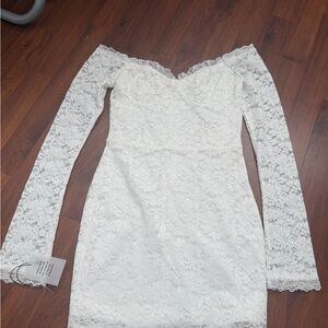 REVOLVE White Lace Long Sleeve Dress